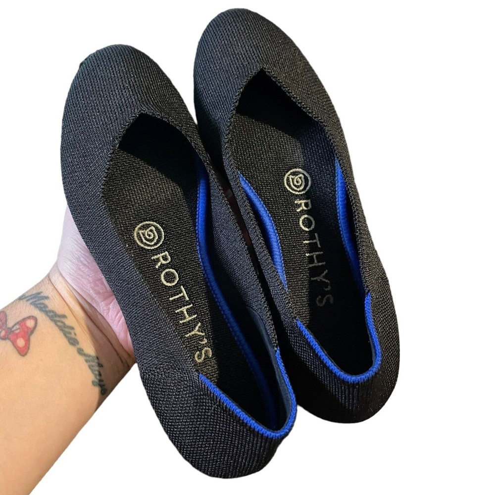 Rothy’s Sz: 5.5 Black Round Toe Everyday Flats Washable Knit The Flat